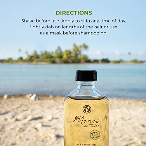 Yves Rocher Monoï - Aceite nutritivo tradicional para cuerpo y cabello con 97% Monoï de Tahiti, probado dermatológicamente, botella de 3.4 fl oz