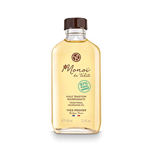 Yves Rocher Monoï - Aceite nutritivo tradicional para cuerpo y cabello con 97% Monoï de Tahiti, probado dermatológicamente, botella de 3.4 fl oz