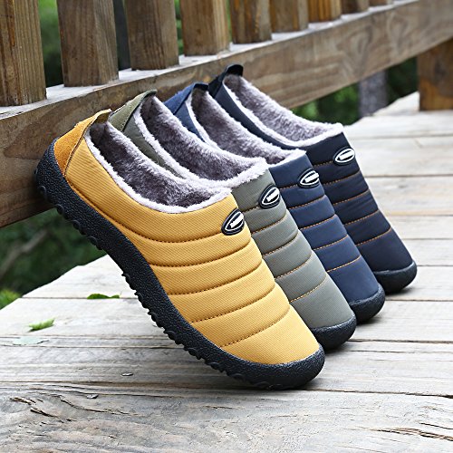 Zapatillas de Estar por Casa Mujer Hombre, Invierno Zapatos de Casa con Forro de Cálido - Cálidas y Cómodas - con Suela Antideslizante para Exterior e Interior,Amarillo 44