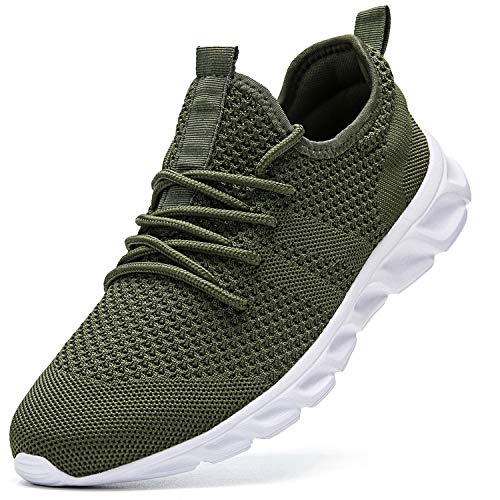 Zapatillas de Running para Hombre Casual Tenis Asfalto Zapatos Deporte Fitness Gym Correr Gimnasio Deportives Transpirables Seguridad Atlético Trekking Bambas Plataform Sneakers Verde 44 EU