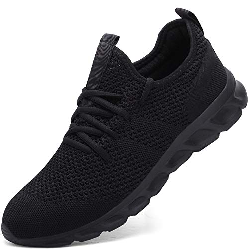 Zapatillas de Running para Hombre Casual Tenis Asfalto Zapatos Deporte Fitness Gym Correr Gimnasio Deportives Transpirables Seguridad Atlético Trekking Bambas Plataform Sneakers Negro 42 EU