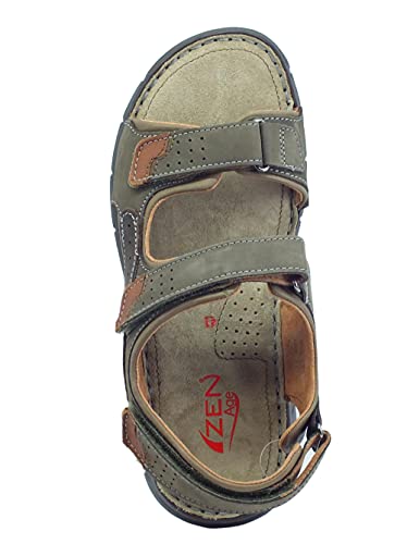 Zen 278214 Muflone Raton - Sandalias para hombre de nobuk con triple cierre de elástico Gris Size: 40 EU