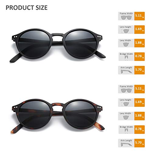 ZENOTTIC 2 Pares Gafas De Sol Polarizadas para Mujer Hombre Retro Redondas Cuadradas Protección UV400 Unisex Gafas de Sol