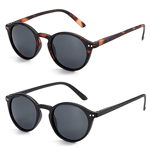 ZENOTTIC 2 Pares Gafas De Sol Polarizadas para Mujer Hombre Retro Redondas Cuadradas Protección UV400 Unisex Gafas de Sol