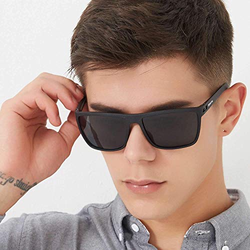 ZENOTTIC Gafas De Sol Polarizadas para Hombre Cuadradas Súper Liviana Marco TR90 Protección UV400