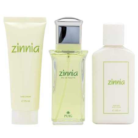 ZINNIA - Estuche Regalo de Mujer, Pack de 3 Piezas (Perfume 100 ml + Crema de Cuerpo 100 ml + Crema de Manos 75 ml)