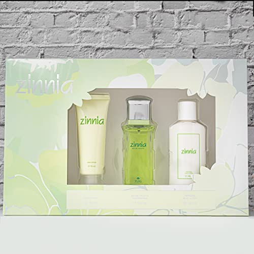 ZINNIA - Estuche Regalo de Mujer, Pack de 3 Piezas (Perfume 100 ml + Crema de Cuerpo 100 ml + Crema de Manos 75 ml)