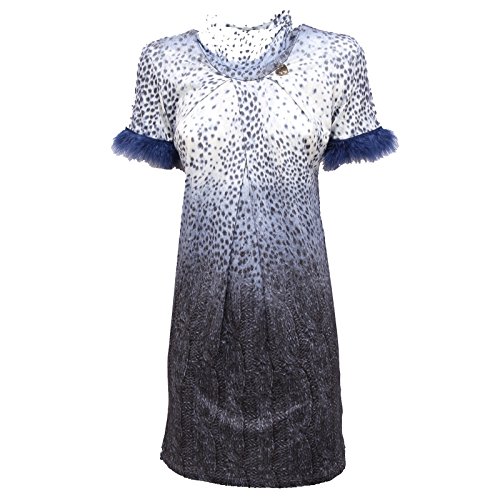 0299R vestito donna BLUGIRL FOLIES rayon blu/bianco dress woman [40]