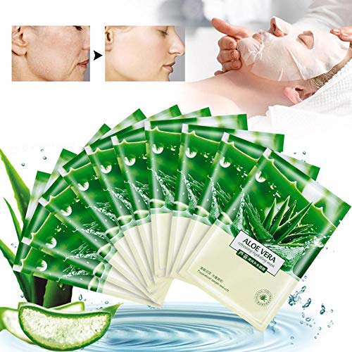 10 Piezas Mascarilla Facial Aloe Máscara Facial Hoja Hidratante Hidratante Revitalizante Máscara Facial Hoja Hidratante E Hidratante Adecuado para Todo Tipo de Piel