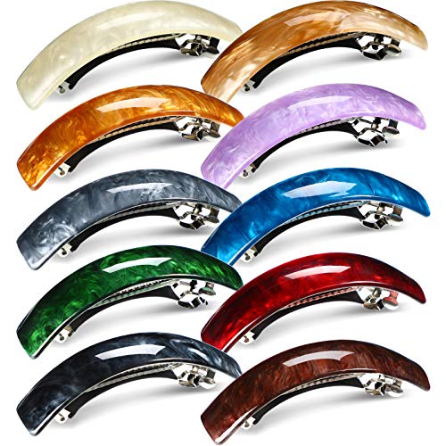 10 Piezas Pasadores de Acrílico Grandes Retro Pinza de Pelo Automática Rectangular de Francés para Mujeres Niñas Pelo Largo y Grueso (Multicolor)