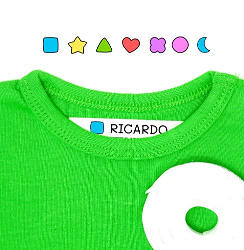 100 Etiquetas Personalizadas para ropa con Icono en Color a seleccionar. Tela Blanca. (Formas)