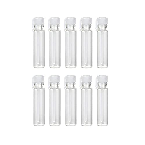 100 Piezas 1 ml Botellas de Muestra de Perfume de Vidrio vacías Frascos de Muestra Recargables con Tapas de Colores (Blanco)