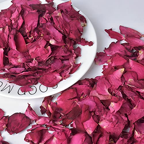 100g Pétalos de Rosa Secos, Naturales Petalos de Rosa para Pies Baño SPA, Real Pétalos de Flor Confeti para Decoración Bodas Fiestas día San Valentín