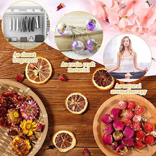 12 Tipos Flores Secas Flor Seca Natural Flor Seca Real de Bricolaje Baño Fabricación de Jabón Velas, Rosa, Lavanda, Jazmín, Fragancia de Osmanto, Limón, Crisantemo y Más, 10 g por Bolsa