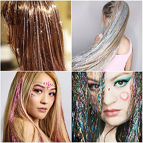 14 colores 2500 hebras de pelo oropel Strands Kit con herramientas para mujeres niñas extensiones de cabello Clip Party Cosplay Party Suministros