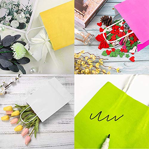 15PCS Color Bolsas Papel ​Kraft,Bolsas de Papel con Asas de Colores,Bolsa de Regalo Kraft con Asa,Bolsas de Fiesta de Regalo con Asas,Bolsas Papel Regalo (blanco)