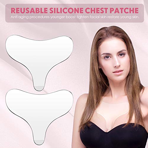 2 Almohadillas de Pecho de Silicona Parches de Arrugas con Escote en Forma de T Reutilizables Suaviza tu Piel Prevenir Envejecimiento de Piel para Mujeres Niñas