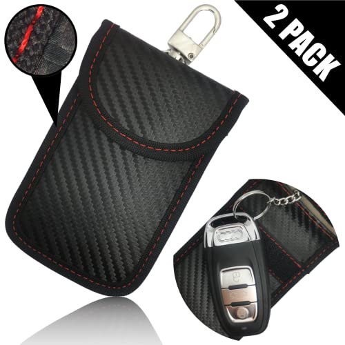 2 fundas protectoras para llaves de coche de FoilsAndMore Keyless Go, con protección RFID, color negro y rojo