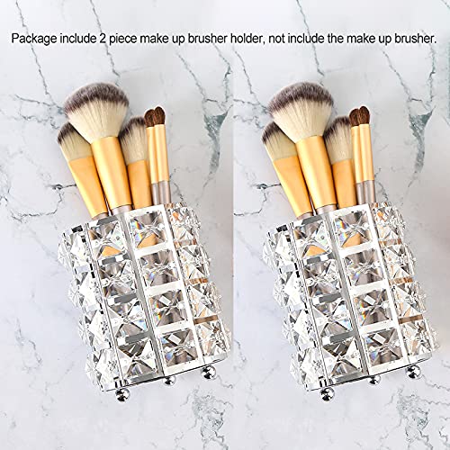 2 Piezas Cristal Titular de Cepillo de Maquillaje, Alldo Fashion Makeup Brush Pot Organizador de cosméticos, portalápices, Almacenamiento para tocador, baño