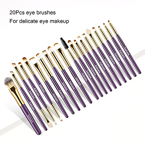 20 Piezas Set de Pinceles Maquillaje Ojos, Kit de Herramientas de Pinceles de Maquillaje, Pincel Cejas Set para sombreadores de ojos