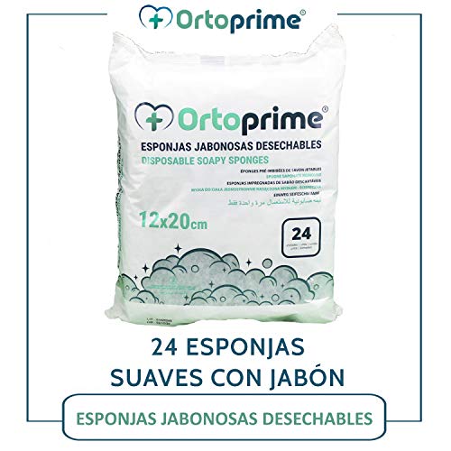 24 ESPONJAS Jabonosas Desechables Bebes 24 UNIDADES Esponjas Desechables Adultos + Piel SUAVE y LIMPIA - Toallitas Jabonosas Baño OrtoPrime (Esponjas Bebe y Adultos)