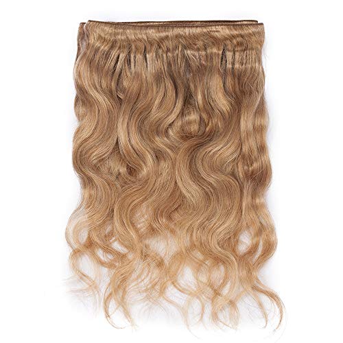 24"(60cm) SEGO Extensiones Cortina Pelo Natural Rizadas sin Clip Cabello Humano Brasileño [#27 Rubio Miel] Brazilain Human Hair Bundles Body Wave (1 Pieza,100g)