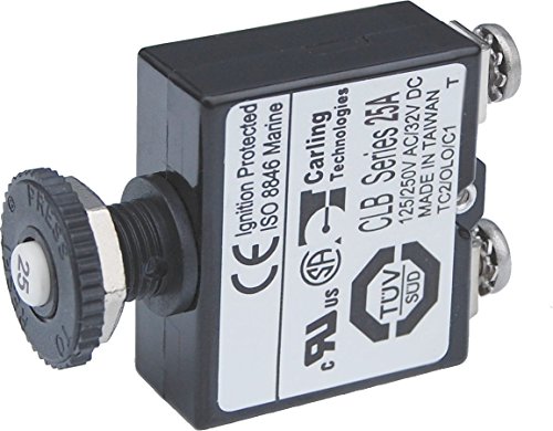 (25 Amp DC) - Blue Sea Systems Push Button Reset-Only CLB Circuit Breakers with Screw Terminals