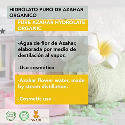 250 ml - Agua Azahar pura - BIO. flor de azahar tonifica la piel y tiene propiedades astringentes y antisépticas. Actúa como relajante y ayuda a dormir mejor.