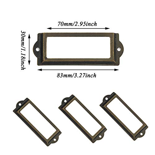 30 Piezas Tiradores de Etiquetas, Titular de Etiqueta de Bronce, Cajón Del Titular de La Tarjeta, Antiguo Moda Metal Titular de La Etiqueta para Armario Boticario, Armario de Cajones (Bronce)