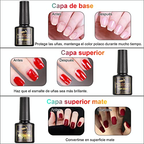 33 Pcs 8ML Esmalte Semipermanente, SHOWNAIL 30 Colores de Pintauñas Semipermanentes Remojo con Base, Top Coat Brillante y Mate, Set Esmalte de Uñas Semipermanentes con Negro, Blanco, Azul, Pastel