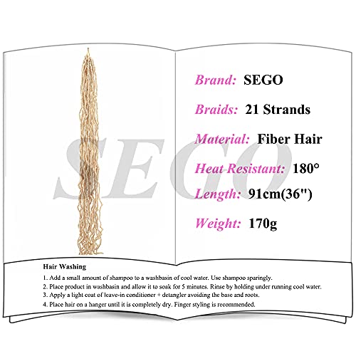 36"(91cm) SEGO 6PCS Extensiones Trenzas Africanas Pelo Sintético Se Ve Natural Goddess Faux Locs Crochet Braids Hair Rastas de Cabello Afro Boxeadoras (Blanqueador Rubio,1008g)