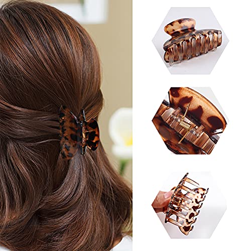 3Pcs Pinzas de Pelo Mediano Clips de Pelo de Garra de Plástico de Leopardo Pinzas para Mandíbula para Mujeres Clips de Pelo Francés de Tortuga Garras de Pelo Antideslizantes para Mujeres (Estilo A)