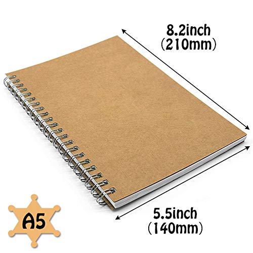 4 paquetes de cuadernos cuadrados en espiral A5 con cubierta de papel kraft para cuadernos a granel, 100 páginas/50 hojas, 21 x 14 cm planificador de notas almohadillas