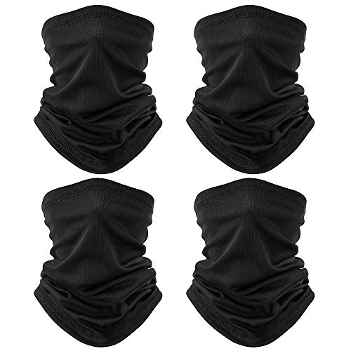 4 Piezas Pañuelos Cabeza Multifunción Pasamontañas Termico de Secado Braga de Cuello Cubierta de Cara de Verano Protección UV Bandana Transpirable de Protector Solar para Hombre o Mujer (4*Negro)