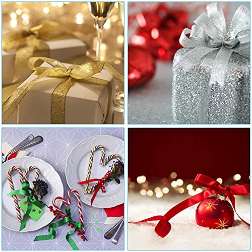 4 rollos de cintas de grogrén de Navidad de 100 yardas de seda de satén colorido de Navidad paquete de cinta ancha de tela de satén de poliéster para envolver regalos de Navidad, boda, hacer lazos