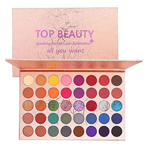 40 colores Paleta de sombras de ojos brillantes Sombra de ojos en polvo Brillo portátil Brillo Maquillaje profesional Maquillaje profesional Pigmentado metálico Sombra