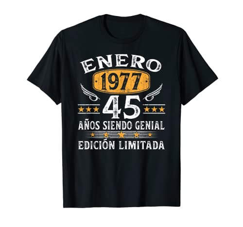 45 Años Cumpleaños Hombre Mujer Vintage Hecho En Enero 1977 Camiseta