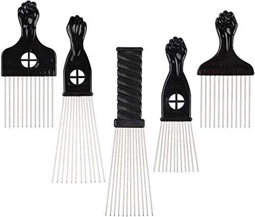 5 Piezas de Metal de peluquería Peine del Pelo Styling Tool Horquilla Africana, Adecuado for el Cabello Natural y el Cabello, África zcaqtajro