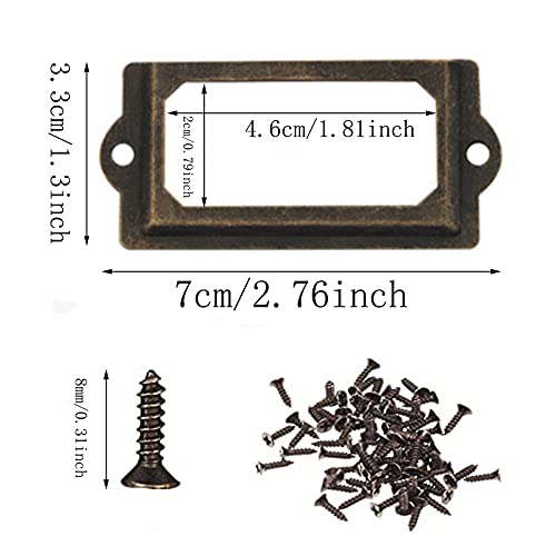 50 Piezas Soporte De Etiqueta De Cajon, Vintage Titular de Etiquetas, Marco De Etiquetas De Bronce Vintage, para Placas de Identificación Gabinete de Boticario Cajón Archivador
