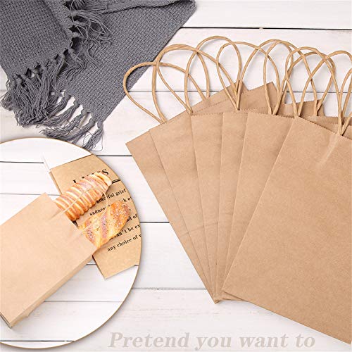 50pz Bolsas Papel con Asas Bolsas Papel Kraft Rectangular Bolsa de Papel de Alimentos para Hornear Compras Minoristas Boutique