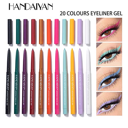 6 colores Ultra-fino Eyeliner Gel Impermeable Creme Gel Liner Lápiz de ojos que no se mancha Sombra de ojos de secado rápido Crayon Metallic Eye liner Pen Set A