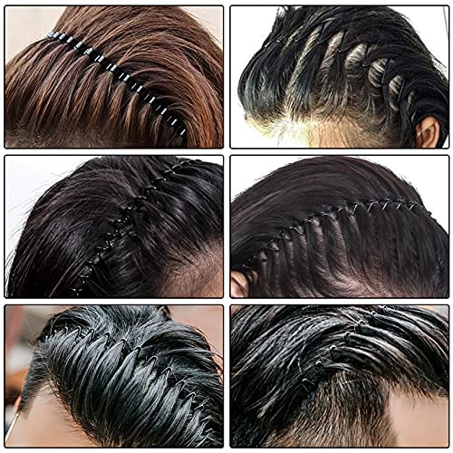 6 Piezas Diadema de Metal Negro, Banda Pelo Ondulado, Unisex Banda Elástica, Cintas para el Pelo Mujer, Cabello Metálica Deportivas, Antideslizante Diadema Metal Hombres y Mujeres