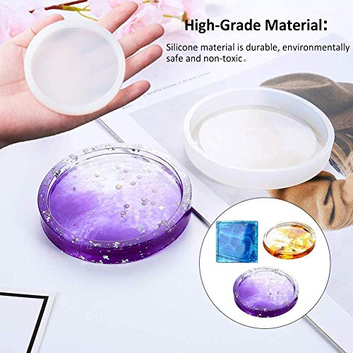 6 Piezas DIY Posavasos Silicona Molde Incluye Rectángulo cuadrado oval redondo Silicona Molde para Decoración del Hogar Macetero Cenicero Lápiz Colgante