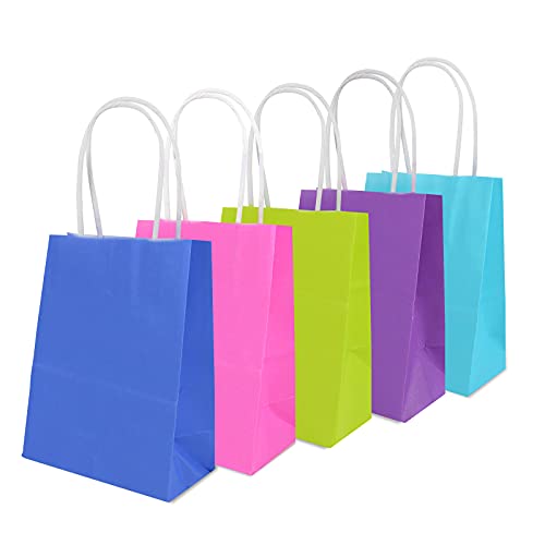 60 piezas Bolsas Regalo Mini,Bolsas Papel,Bolsas de Papel con Asas,Bolsas Papel Kraft,Bolsas Papel Regalo,5 colores(11.5 * 6 * 15cm)