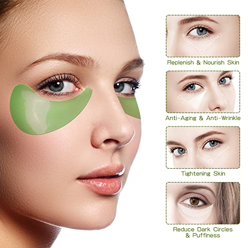 60 Piezas Mascara Para Los Ojos,ZOLGINAH Máscara para Ojos de de Aguacate,Crystal Ojos Parches,Contorno de Ojos Antiarrugas,Anti Edad Eye Mask para Bolsas Ojeras Hidratante