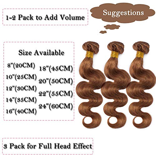 60cm Extensiones de Cortina Pelo Natutal #27 Rubio Miel Body Wave (1 Bundle,100g)