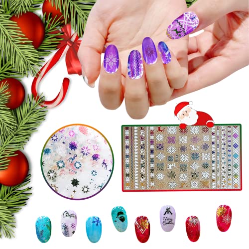 8 Hojas Pegatinas Uñas Navidad Navideñas Decorativas,HOINCO Pegatinas Navidad Uñas De 3D para DIY Diseño de Uñas