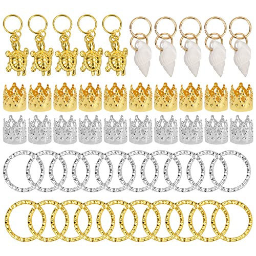 80 Piezas de Dreadlocks de Bobina de Pelo de Aluminio Anillos de Trenza de Pelo Puños de Pelo de Metal Abalorios de Trenza para Accesorios de Peinado (Oro y Plata)