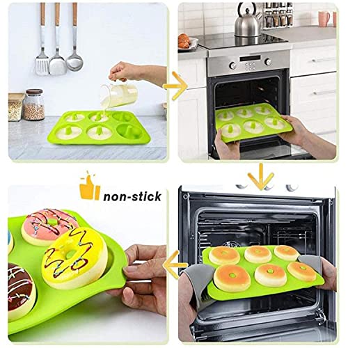 9pcs - 3 Molde para Donut Molde de Silicona para Pasteles, Bandeja para Hornear Muffins , 6 Cavidades de Pastel Antiadherente con 6 Taza de Muffin Reutilizada para Tartas,Magdalenas,Galletas,Bagels