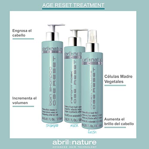 abril et nature - Pack Regalo Tratamiento Volumen AGE RESET - Incluye Mascarilla Pelo, Sérum Pelo y Champú Volumen Cabello Fino - Tratamiento Capilar Profesional Cabello Fino